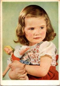 Postais: Niña con Muñeca de Trapo (1) - Postal Alemana - Ed. dqo - 148x105mm